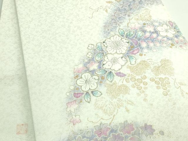 平和屋着物●極上 越後十日町の一流染匠 桐屋・翠山工房 太鼓柄袋帯 辻が花 金彩 銀通し地 逸品 DZAB0949kh5