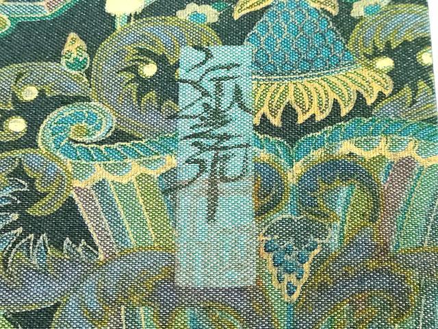 平和屋着物●極上 前田仁仙 仁仙更紗 全通柄袋帯 更紗洋花文 金彩 逸品 DZAB0956kh5