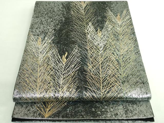平和屋着物●極上 金彩友禅 卓越技能者・名工・和田光正 太鼓柄袋帯 若松葉 金銀彩 逸品 DZAB0964kh5