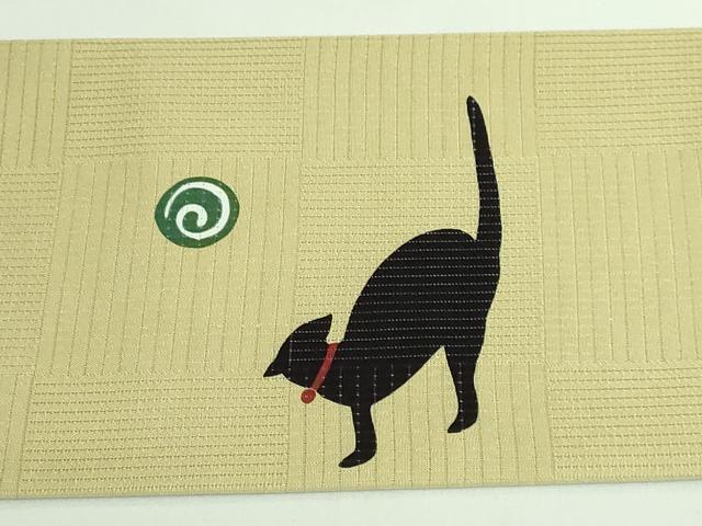 平和屋着物*極上 夏物 九寸名古屋帯 黒猫 逸品 DZAB0977kh5