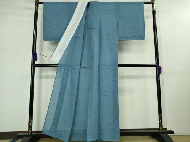 平和屋着物*極上 夏物 色無地 紋紗 変わり絽 草葉地紋 露草色 逸品 未使用 DZAB1003kh5