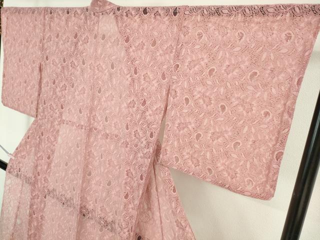 平和屋本店∴極上 夏物 浴衣・小紋兼用 レース 花唐草文 オールドローズ色 逸品 新品 DZAB10068kh6