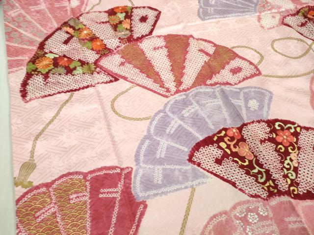 平和屋本店■極上 創業460年・千總 振袖 刺繍 絞り 檜扇花文 金銀彩 阪急百貨店扱い 逸品 DZAB1009kh5