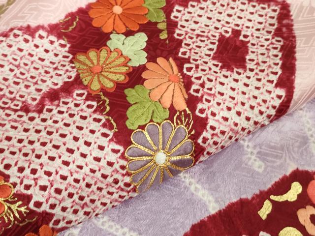 平和屋本店■極上 創業460年・千總 振袖 刺繍 絞り 檜扇花文 金銀彩 阪急百貨店扱い 逸品 DZAB1009kh5