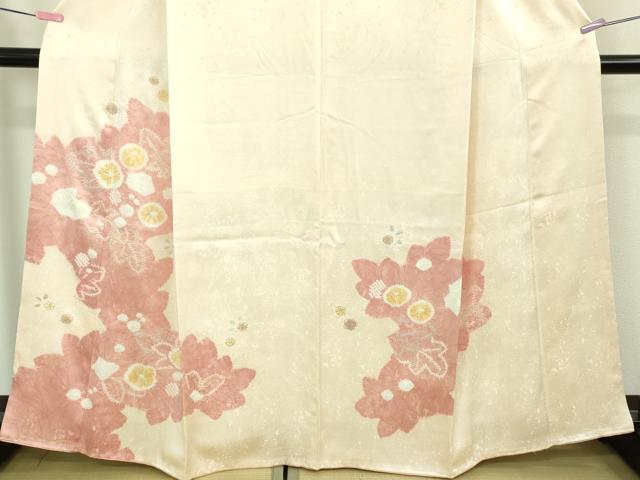平和屋本店■極上 創業460年・千總 訪問着 草花文 桜色地 金彩 反端付き 逸品 DZAB1033kh5