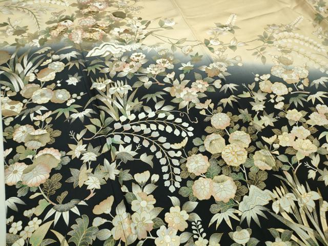 平和屋本店■極上 訪問着 駒刺繍 枝垂れ花文 砥粉色地 暈し染め 金彩 逸品 DZAB1038kh5