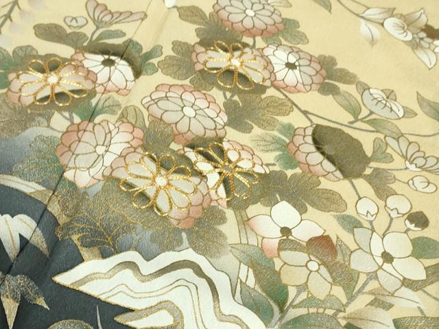 平和屋本店■極上 訪問着 駒刺繍 枝垂れ花文 砥粉色地 暈し染め 金彩 逸品 DZAB1038kh5