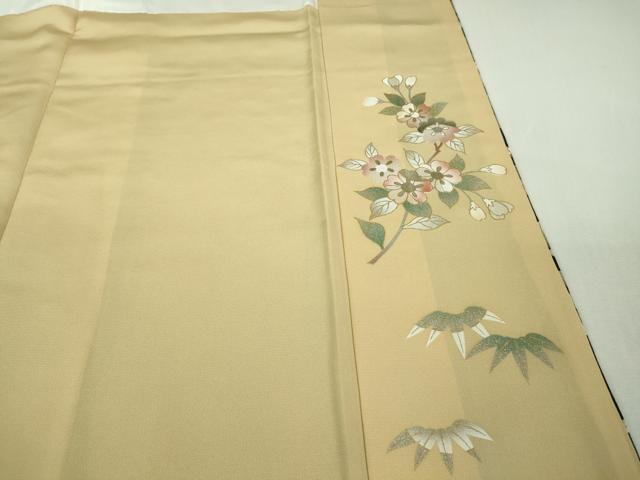 平和屋本店■極上 訪問着 駒刺繍 枝垂れ花文 砥粉色地 暈し染め 金彩 逸品 DZAB1038kh5