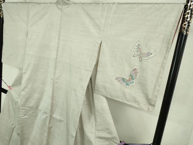 平和屋本店■極上 都喜ヱ門 本場大島紬 白大島 訪問着 舞蝶文 藤絹織物謹製 逸品 未使用 DZAB1049kh5