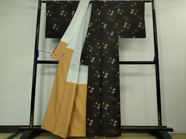 平和屋本店■極上 国指定重要無形文化財 本場久米島紬 手織 道行コートセット 逸品 DZAB1050kh5
