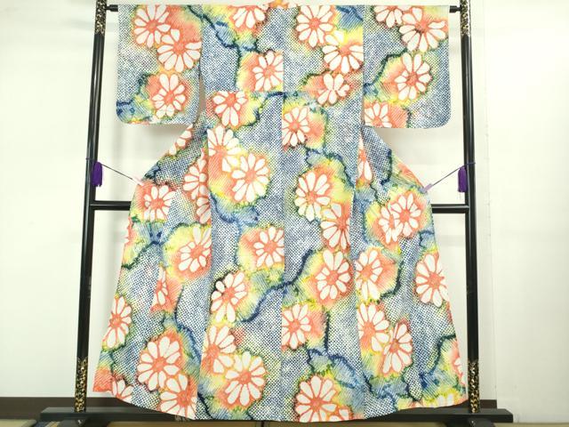 平和屋着物∴極上 夏物 浴衣 有松鳴海絞り 舞花文 綿 逸品 未使用 DZAB1054kh5