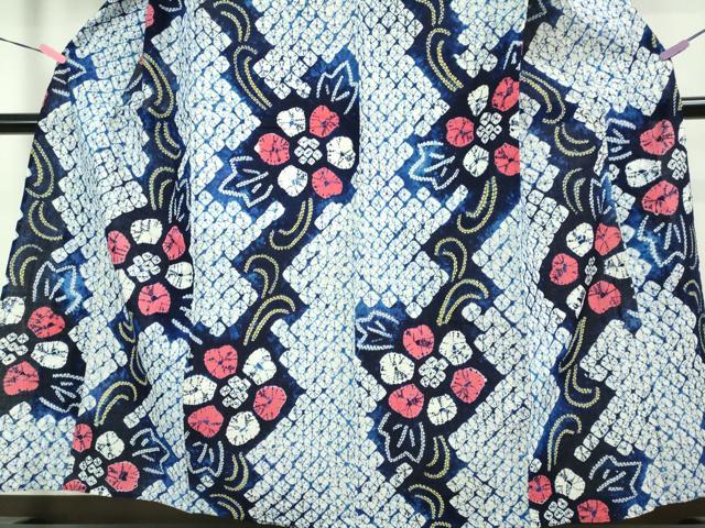 平和屋着物∴極上 夏物 浴衣 有松鳴海絞り 舞花文 綿 逸品 DZAB1057kh5