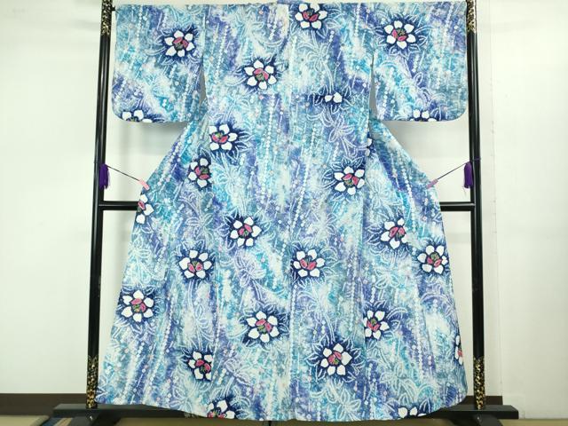 平和屋着物∴極上 夏物 浴衣 有松鳴海絞り 草花文 綿 逸品 DZAB1058kh5