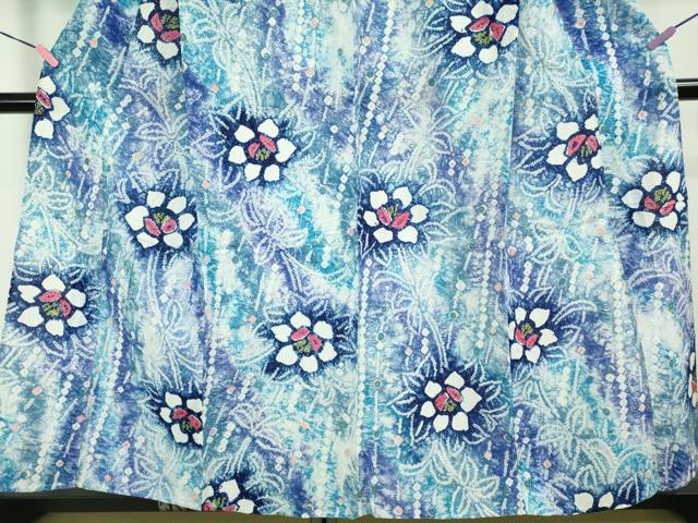 平和屋着物∴極上 夏物 浴衣 有松鳴海絞り 草花文 綿 逸品 DZAB1058kh5