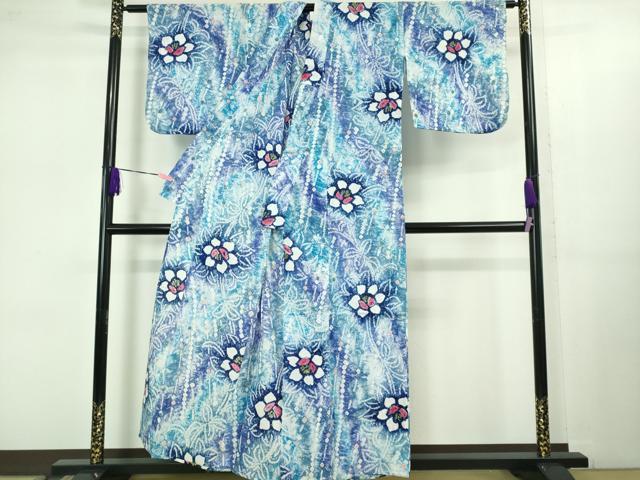 平和屋着物∴極上 夏物 浴衣 有松鳴海絞り 草花文 綿 逸品 DZAB1058kh5