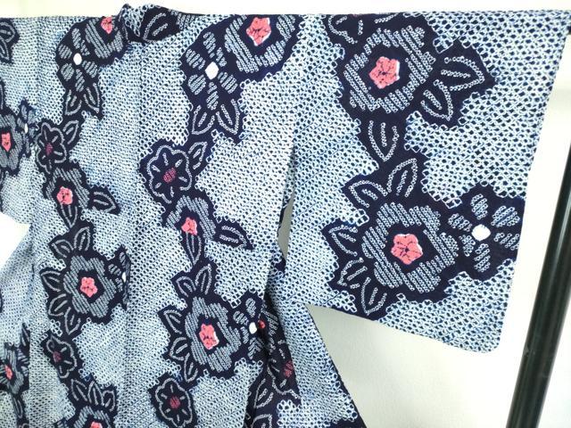 平和屋着物∴極上 夏物 浴衣 有松鳴海絞り 草花文 綿 逸品 DZAB1059kh5