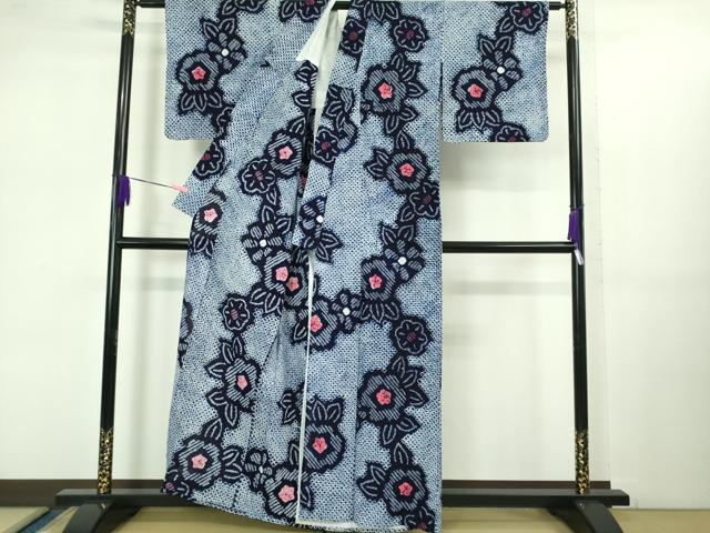 平和屋着物∴極上 夏物 浴衣 有松鳴海絞り 草花文 綿 逸品 DZAB1059kh5