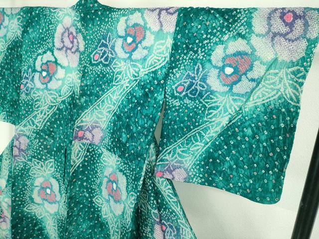 平和屋着物∴極上 夏物 浴衣 有松鳴海絞り 草花文 綿 ロング丈 逸品 DZAB1060kh5
