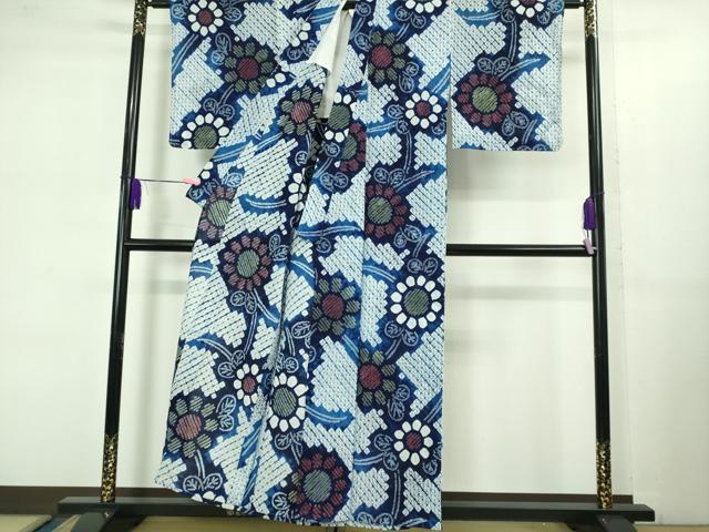 平和屋着物∴極上 夏物 浴衣 有松鳴海絞り 草花文 綿 逸品 未使用 DZAB1061kh5