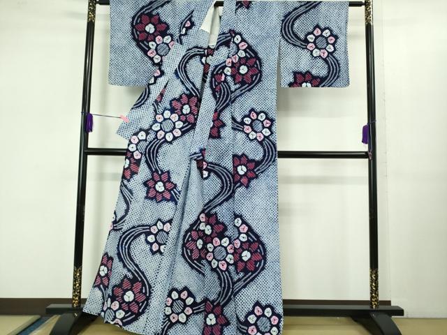 平和屋着物∴極上 夏物 浴衣 有松鳴海絞り 流水花文 綿 逸品 DZAB1065kh5