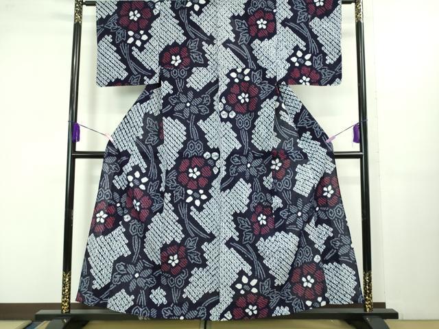 平和屋着物∴極上 夏物 浴衣 有松鳴海絞り 舞花文 綿 逸品 DZAB1066kh5