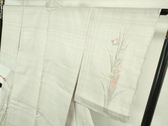 平和屋着物*極上 夏物 訪問着 生紬 手描き 草花文 桜色地 逸品 未使用 DZAB1103kh5