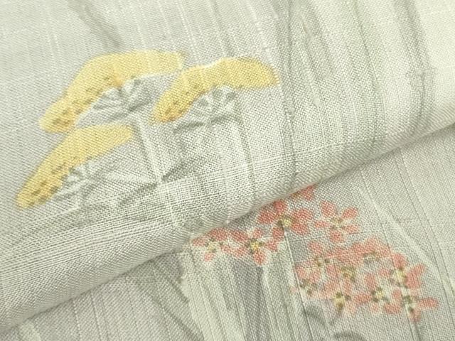 平和屋着物*極上 夏物 訪問着 生紬 手描き 草花文 桜色地 逸品 未使用 DZAB1103kh5