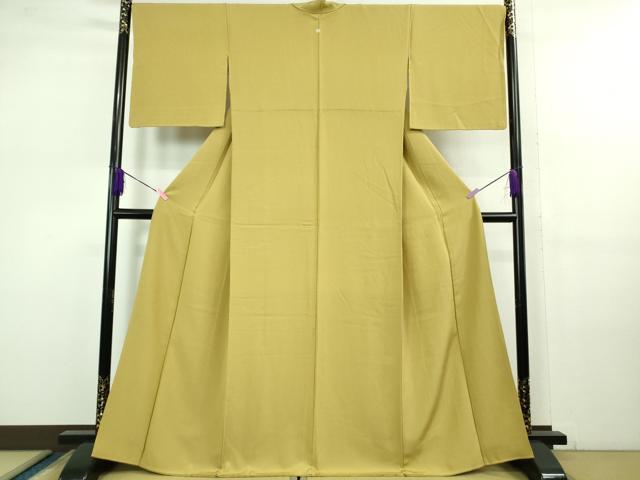 平和屋着物●極上 色無地 芥子色 鬼しぼ縮緬 逸品 DZAB1131kh5