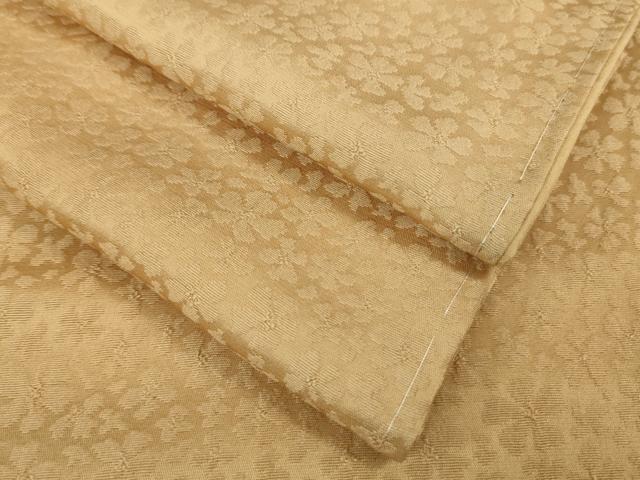 平和屋着物●極上 色無地 お召地 桜地紋 洗柿色 逸品 未使用 DZAB1151kh5