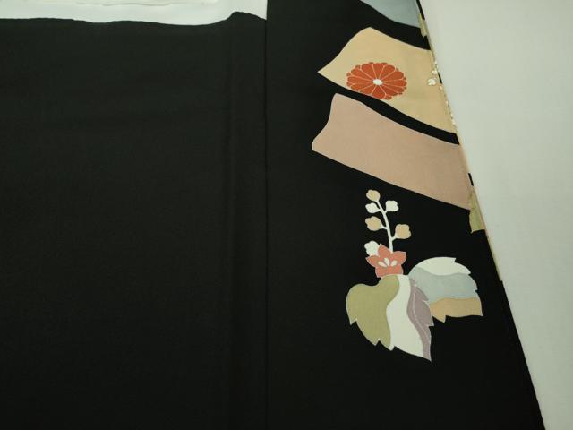 平和屋本店■極上 創業460年・千總 黒留袖 駒刺繍 鬘帯桐花文 金彩 逸品 DZAB1173kh5