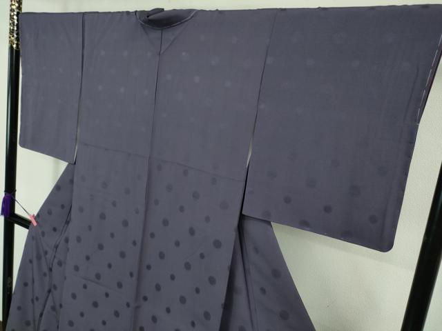 平和屋着物●極上 付下げ お召地 黒防染 丸地紋 菫色 伊と幸 反端付き 逸品 未使用 DZAB1184kh5