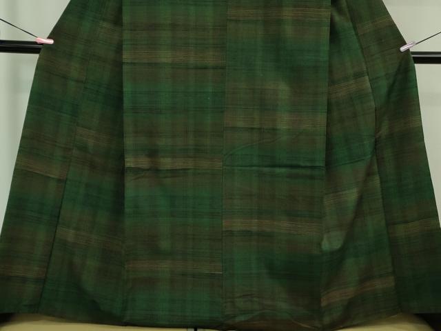 平和屋本店■極上 郡上紬 草木染 格子 逸品 DZAB1188kh5