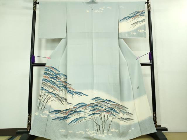 平和屋本店■希少 人間国宝 山田貢 訪問着 刺繍 松 淡藤色地 金彩 小田急百貨店扱い 逸品 未使用 DZAB1189kh5