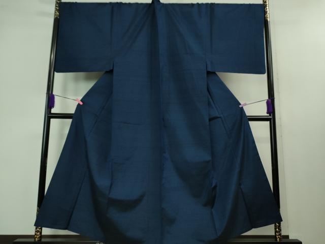 平和屋着物■極上 男性 紬 アンサンブル キングサイズ 長羽織 色無地 留紺色 逸品 DZAB1194kh5