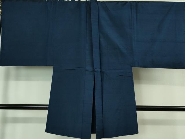 平和屋着物■極上 男性 紬 アンサンブル キングサイズ 長羽織 色無地 留紺色 逸品 DZAB1194kh5