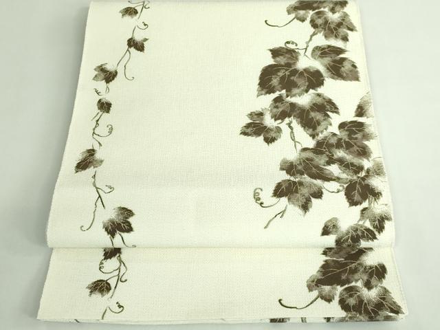 平和屋着物●極上 織匠小平 八寸名古屋帯 スリーシーズン帯 絹麻 蔦の葉文 逸品 DZAB1226kh5
