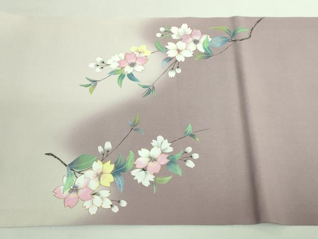 平和屋着物●極上 塩瀬 九寸開き名古屋帯 手描き 枝桜 金彩 逸品 DZAB1235kh5