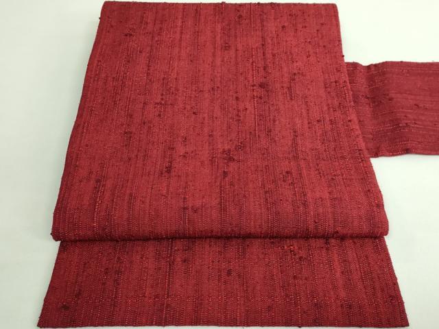 平和屋着物●極上 浦野理一 経節紬 九寸名古屋帯 茜色地 逸品 DZAB1268kh5