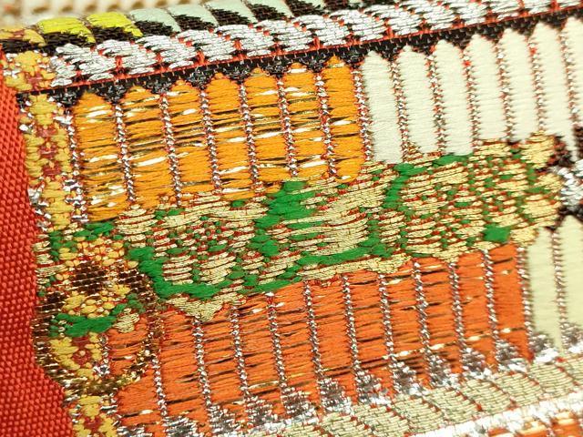 平和屋本店■最高級 龍村平蔵製 太鼓柄 本袋帯 威毛錦 金銀糸 逸品 DZAB1276kh5