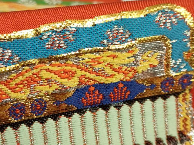 平和屋本店■最高級 龍村平蔵製 太鼓柄 本袋帯 威毛錦 金銀糸 逸品 DZAB1276kh5