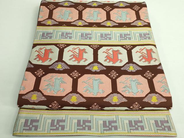 平和屋着物●極上 龍村晋謹製 全通柄袋帯 名物有栖川馬手錦 逸品 DZAB1277kh5