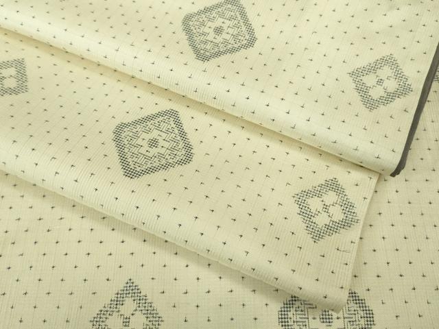 平和屋本店■極上 本場大島紬 白大島 9マルキ 菱文 逸品 DZAB1323kh5