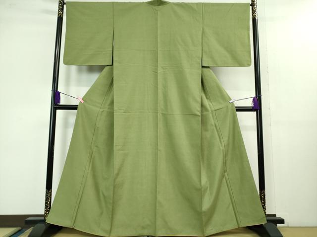 平和屋着物●極上 結城紬 色無地 柳茶色 逸品 DZAB1332kh5