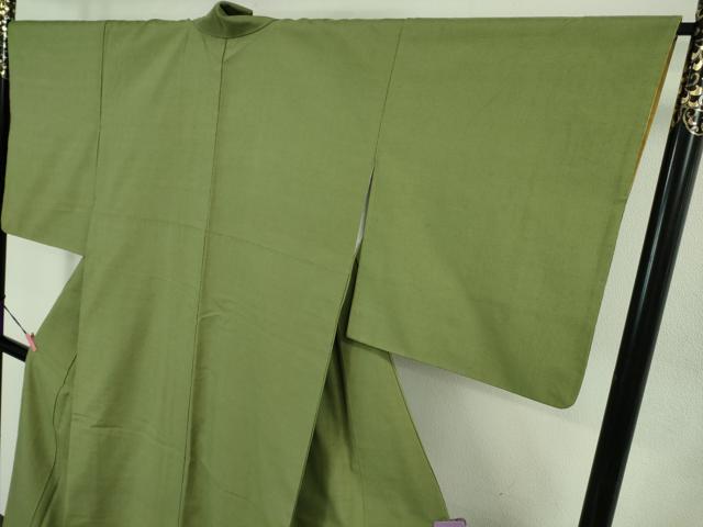 平和屋着物●極上 結城紬 色無地 柳茶色 逸品 DZAB1332kh5
