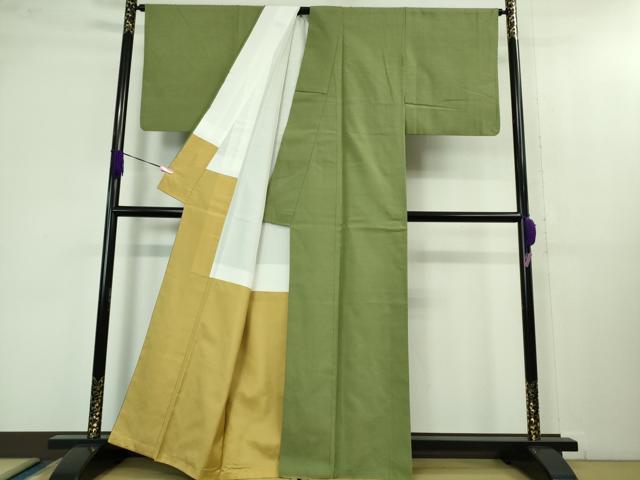 平和屋着物●極上 結城紬 色無地 柳茶色 逸品 DZAB1332kh5