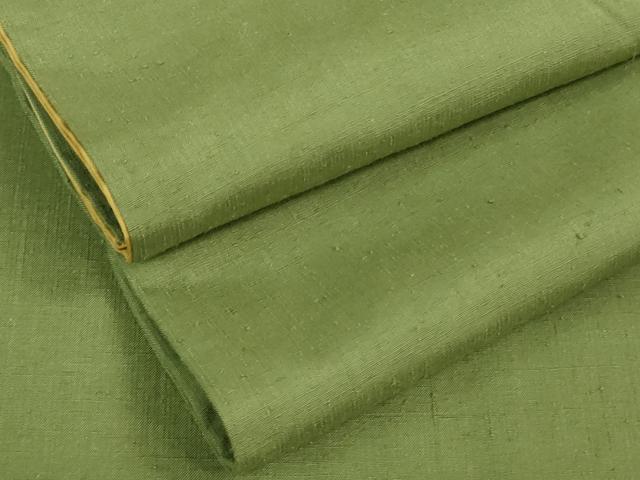 平和屋着物●極上 結城紬 色無地 柳茶色 逸品 DZAB1332kh5