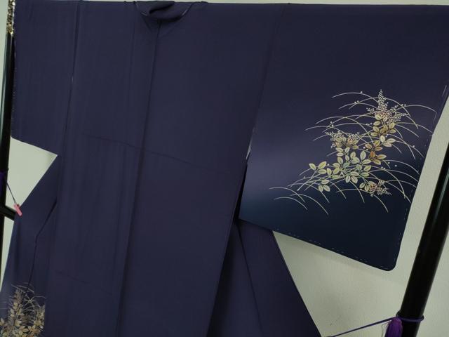 平和屋本店■極上 金彩友禅 卓越技能者・名工・和田光正 訪問着 枝花文 紺藍色地 暈し染め 金彩 逸品 未使用 DZAB1340kh5