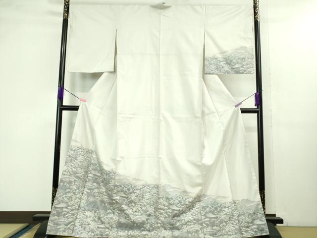平和屋本店■極上 本場大島紬 白大島 風景文 逸品 DZAB1344kh5