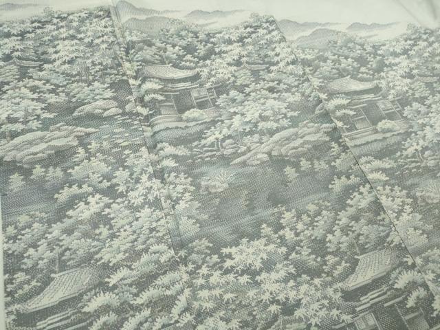 平和屋本店■極上 本場大島紬 白大島 風景文 逸品 DZAB1344kh5