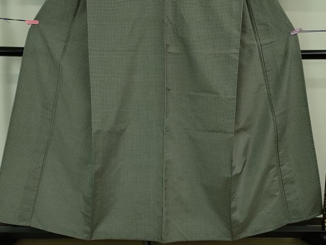 平和屋着物▽極上 西陣織 おしゃれ格子 紬 単衣 反端付き 逸品 DZAB1357kh5